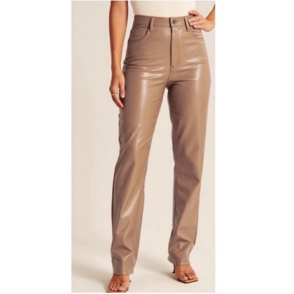 Abercrombie & Fitch ‘90s Straight Ultra High Rise Vegan Leather Pants - Picture 5 of 7